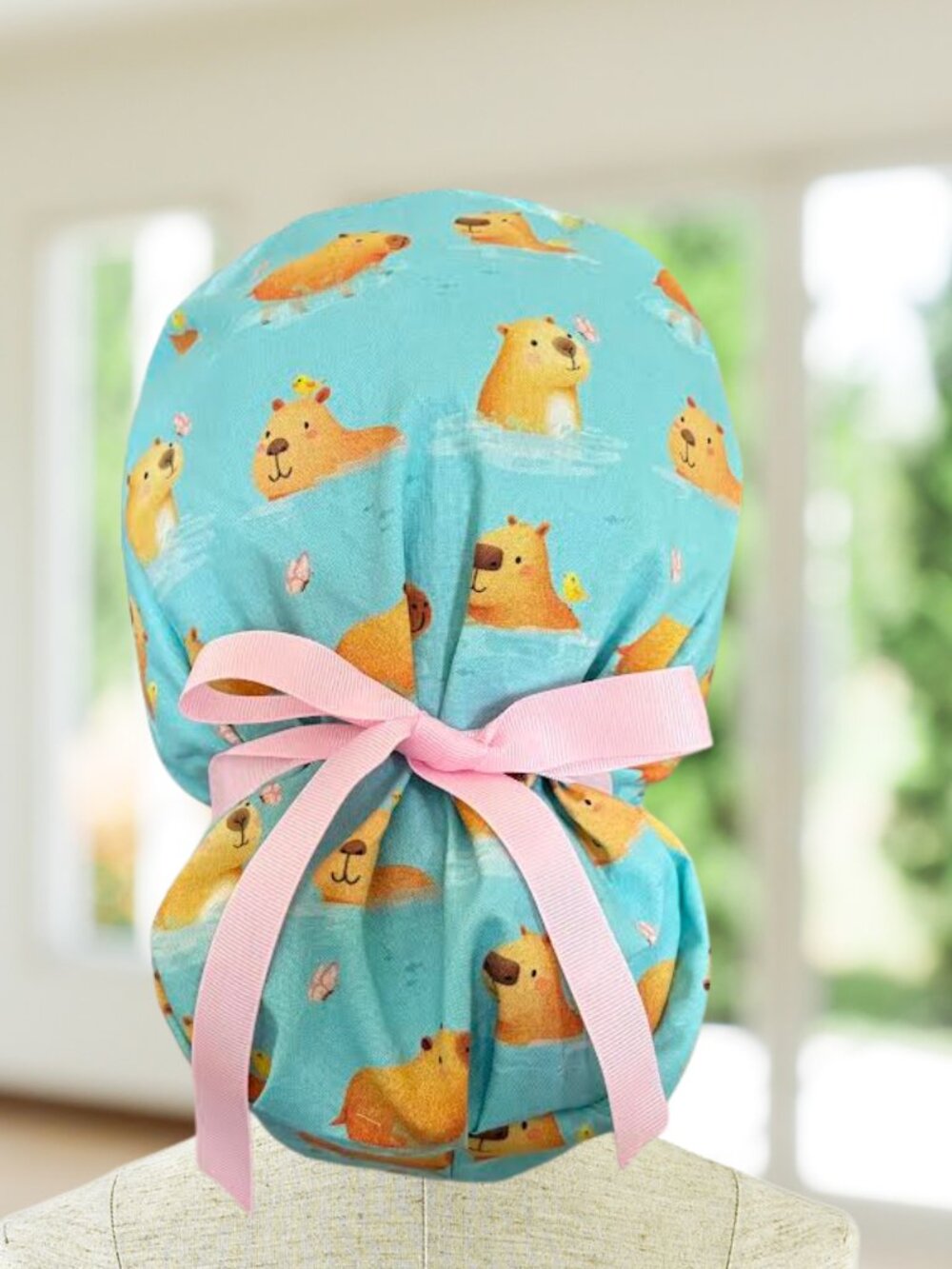 Capybara Luna ponytail scrub cap, CNA, MD, Tech, Rn Gift.